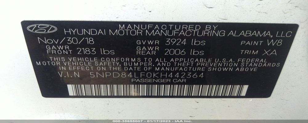 5NPD84LF0KH442364 2019 HYUNDAI ELANTRA photo no. 9