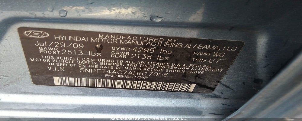 5NPET4AC7AH617056 2010 HYUNDAI SONATA photo no. 9