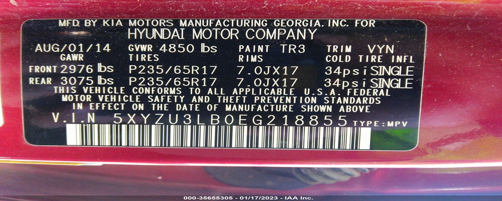 5XYZU3LB0EG218855 2014 HYUNDAI SANTA FE SPORT photo no. 9