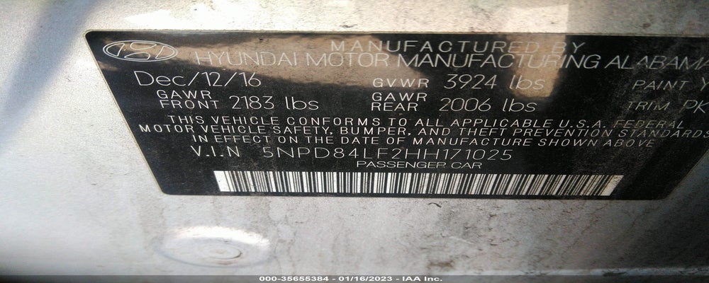 5NPD84LF2HH171025 2017 HYUNDAI ELANTRA photo no. 9