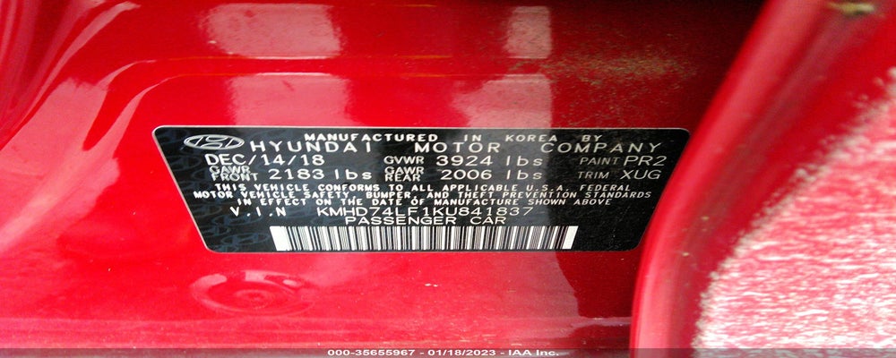 KMHD74LF1KU841837 2019 HYUNDAI ELANTRA photo no. 9