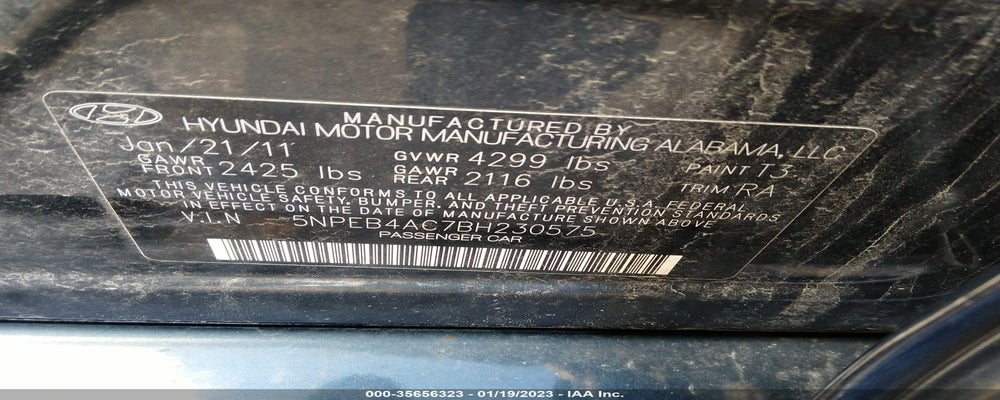 5NPEB4AC7BH230575 2011 HYUNDAI SONATA photo no. 9