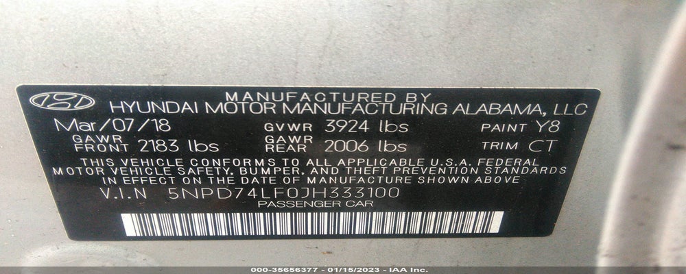 5NPD74LF0JH333100 2018 HYUNDAI ELANTRA photo no. 9