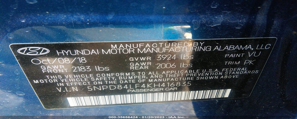 5NPD84LF4KH416835 2019 HYUNDAI ELANTRA photo no. 9