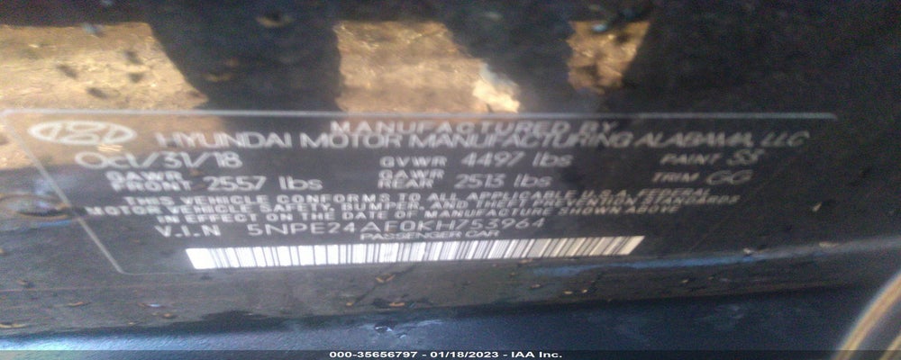5NPE24AF0KH753964 2019 HYUNDAI SONATA photo no. 9