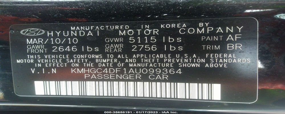 KMHGC4DF1AU099364 2010 HYUNDAI GENESIS photo no. 9