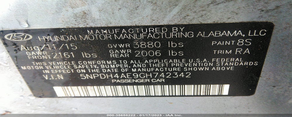 5NPDH4AE9GH742342 2016 HYUNDAI ELANTRA photo no. 9