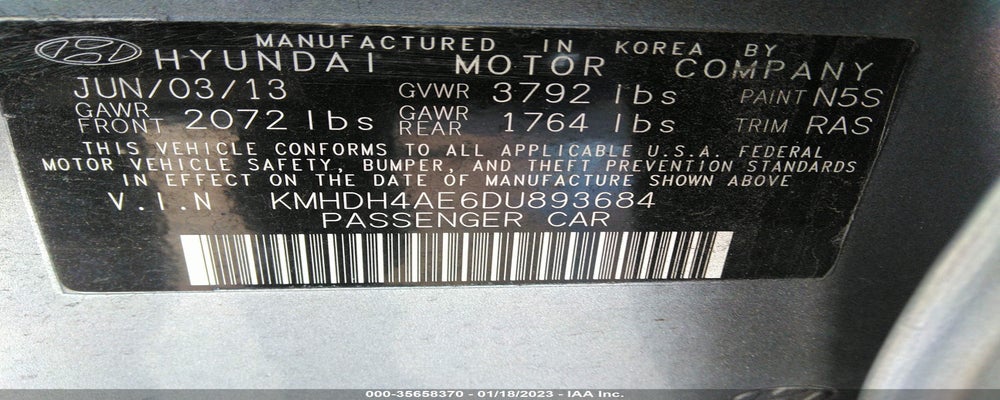 KMHDH4AE6DU893684 2013 HYUNDAI ELANTRA photo no. 9