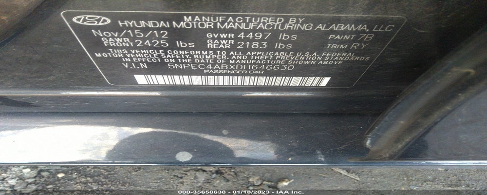 5NPEC4ABXDH646630 2013 HYUNDAI SONATA photo no. 9