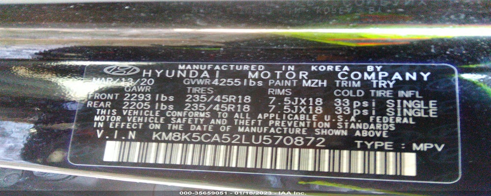 KM8K5CA52LU570872 2020 HYUNDAI KONA photo no. 9