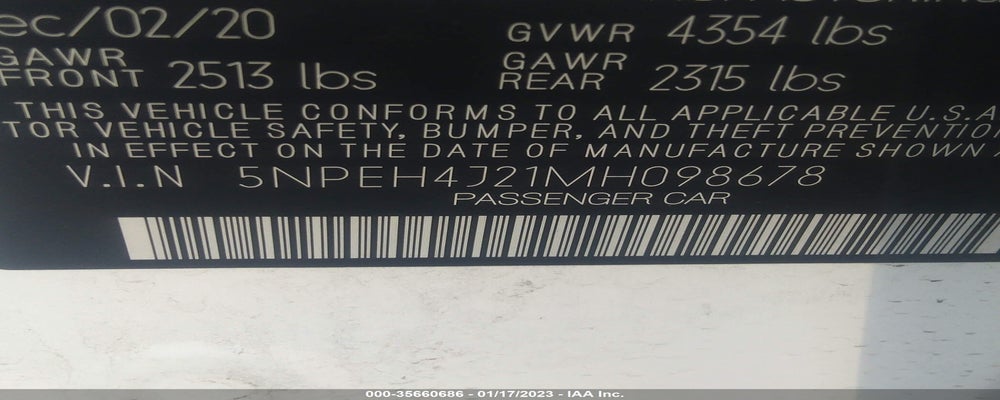 5NPEH4J21MH098678 2021 HYUNDAI SONATA photo no. 9