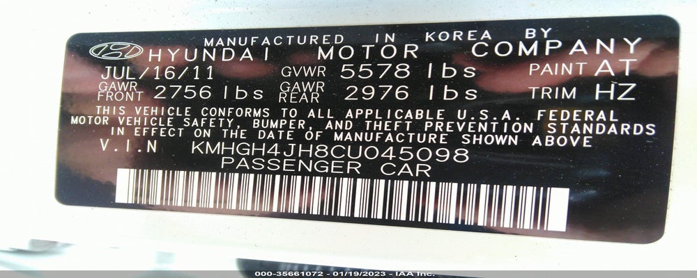 KMHGH4JH8CU045098 2012 HYUNDAI EQUUS photo no. 9