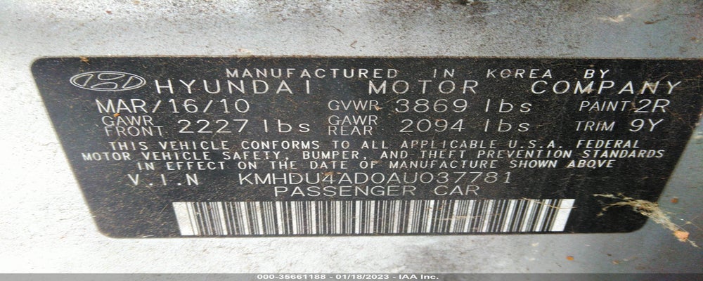 KMHDU4AD0AU037781 2010 HYUNDAI ELANTRA photo no. 9