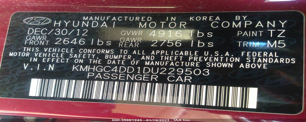 KMHGC4DD1DU229503 2013 HYUNDAI GENESIS photo no. 9