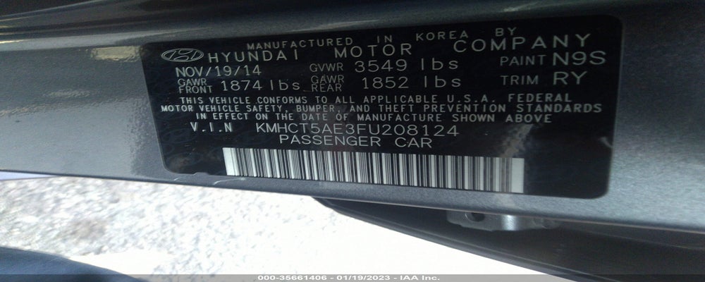 KMHCT5AE3FU208124 2015 HYUNDAI ACCENT photo no. 9