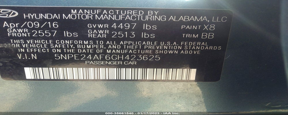 5NPE24AF6GH423625 2016 HYUNDAI SONATA photo no. 9