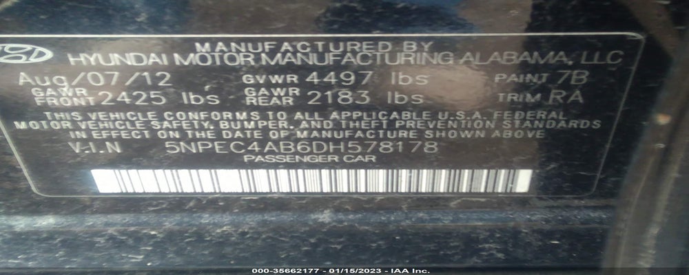 5NPEC4AB6DH578178 2013 HYUNDAI SONATA photo no. 9