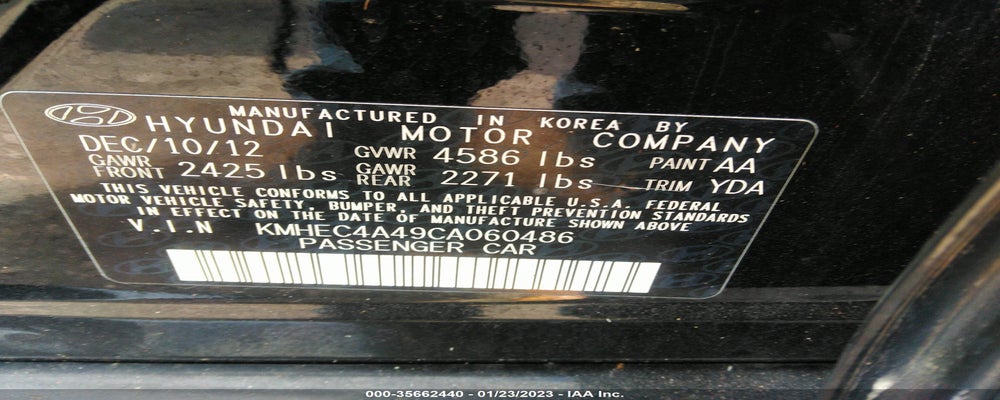 KMHEC4A49CA060486 2012 HYUNDAI SONATA photo no. 9