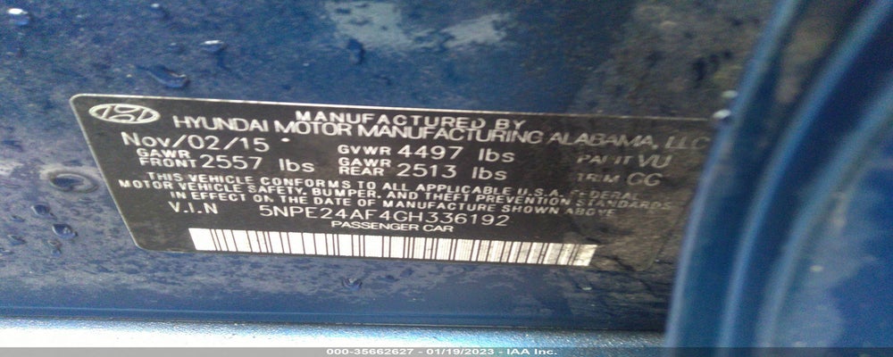 5NPE24AF4GH336192 2016 HYUNDAI SONATA photo no. 9