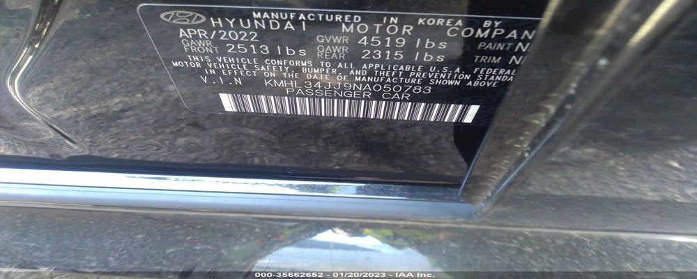 KMHL34JJ9NA050783 2022 HYUNDAI SONATA HYBRID photo no. 9