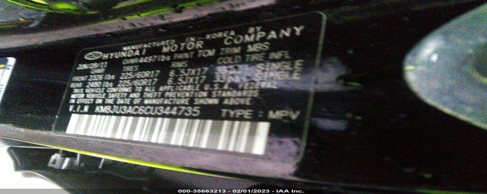 KM8JU3AC6CU344735 2012 HYUNDAI TUCSON photo no. 9