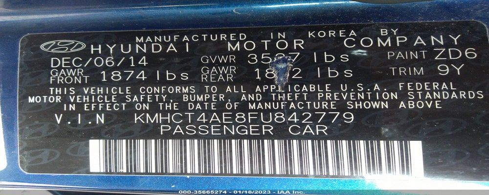 KMHCT4AE8FU842779 2015 HYUNDAI ACCENT photo no. 9