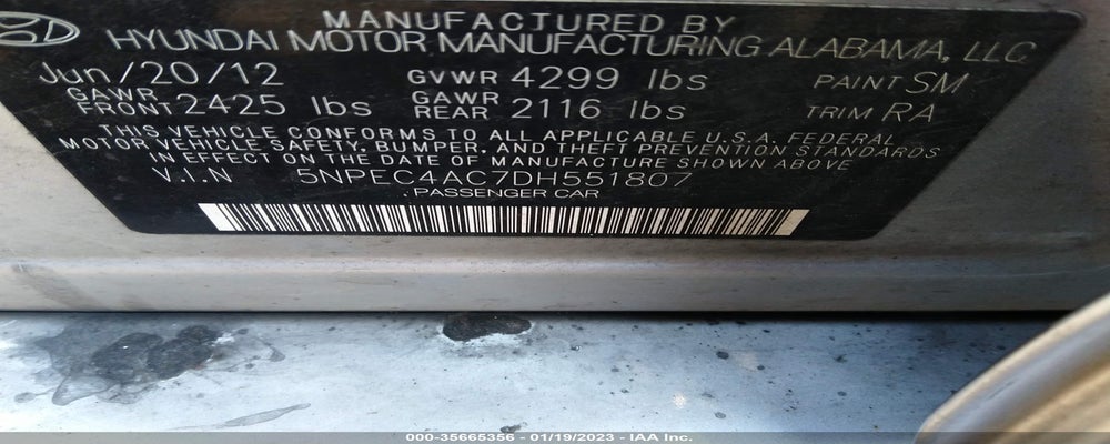 5NPEC4AC7DH551807 2013 HYUNDAI SONATA photo no. 9