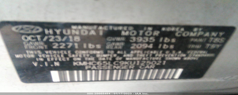KMHC65LC9KU125021 2019 HYUNDAI IONIQ HYBRID photo no. 9