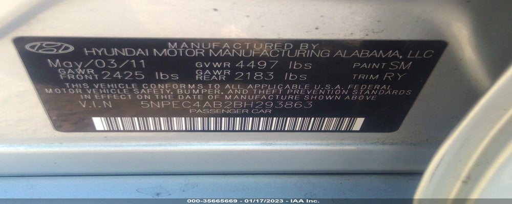 5NPEC4AB2BH293863 2011 HYUNDAI SONATA photo no. 9