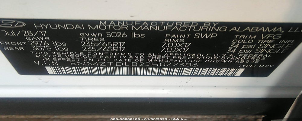 5NMZTDLB2JH072306 2018 HYUNDAI SANTA FE SPORT photo no. 9