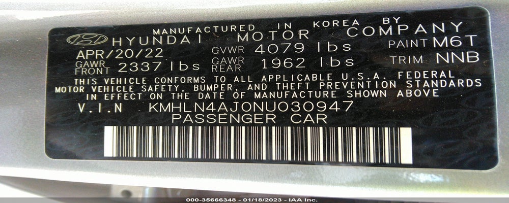 KMHLN4AJ0NU030947 2022 HYUNDAI ELANTRA HYBRID photo no. 9