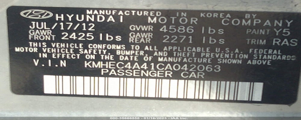 KMHEC4A41CA042063 2012 HYUNDAI SONATA photo no. 9