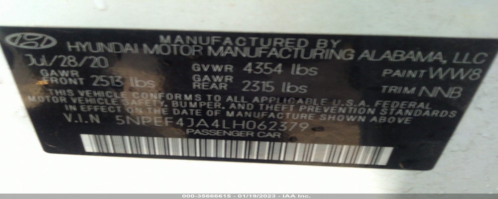 5NPEF4JA4LH062379 2020 HYUNDAI SONATA photo no. 9