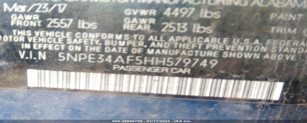 5NPE34AF5HH579749 2017 HYUNDAI SONATA photo no. 9