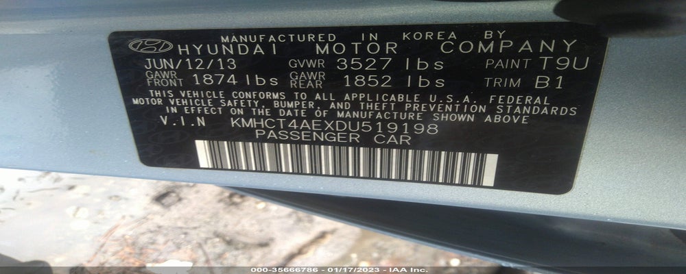 KMHCT4AEXDU519198 2013 HYUNDAI ACCENT photo no. 9
