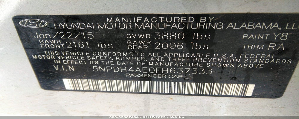 5NPDH4AE0FH637333 2015 HYUNDAI ELANTRA photo no. 9