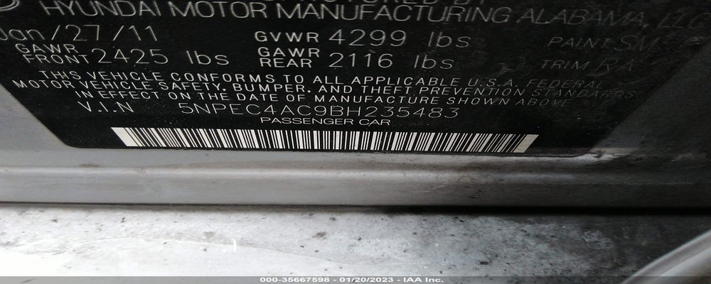5NPEC4AC9BH235483 2011 HYUNDAI SONATA photo no. 9