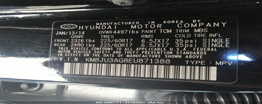 KM8JU3AG8EU871388 2014 HYUNDAI TUCSON photo no. 9