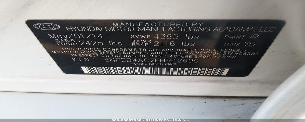 5NPEB4AC7EH942699 2014 HYUNDAI SONATA photo no. 9