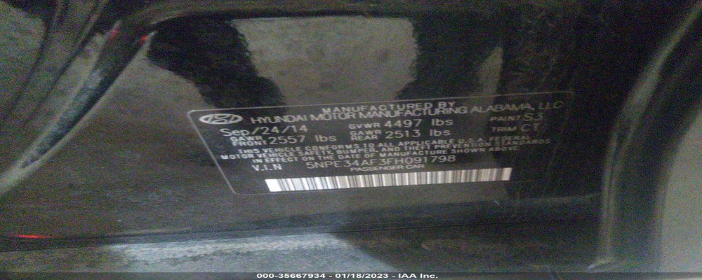 5NPE34AF3FH091798 2015 HYUNDAI SONATA photo no. 9