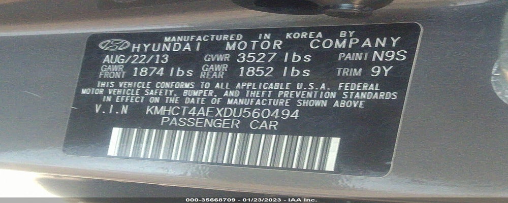 KMHCT4AEXDU560494 2013 HYUNDAI ACCENT photo no. 9