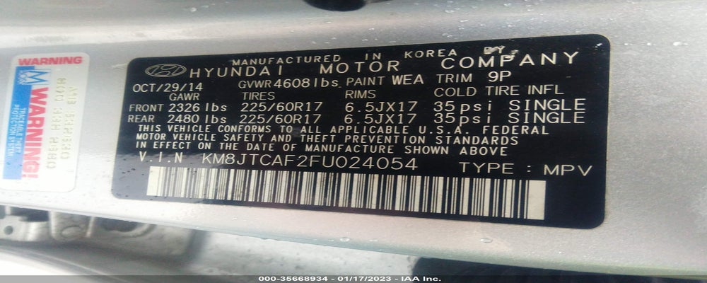 KM8JTCAF2FU024054 2015 HYUNDAI TUCSON photo no. 9