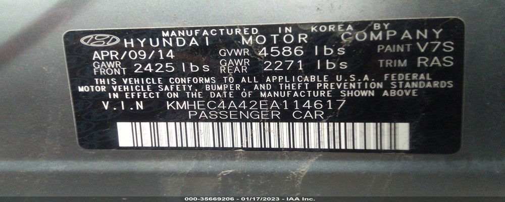 KMHEC4A42EA114617 2014 HYUNDAI SONATA HYBRID photo no. 9