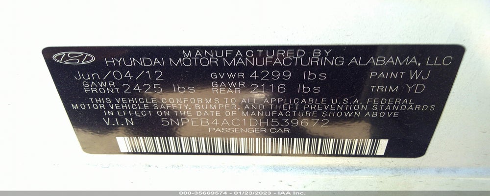 5NPEB4AC1DH539672 2013 HYUNDAI SONATA photo no. 9