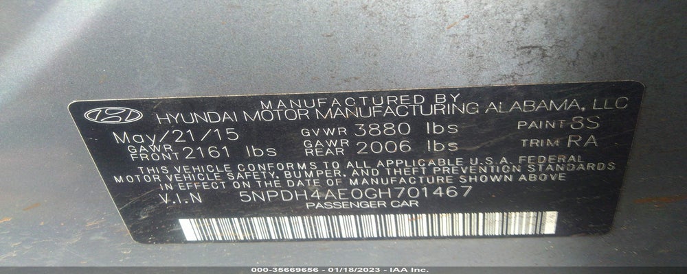 5NPDH4AE0GH701467 2016 HYUNDAI ELANTRA photo no. 9