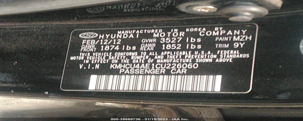 KMHCU4AE1CU226060 2012 HYUNDAI ACCENT photo no. 9