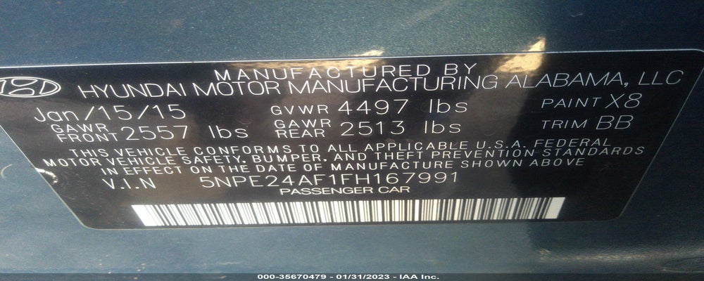 5NPE24AF1FH167991 2015 HYUNDAI SONATA photo no. 9