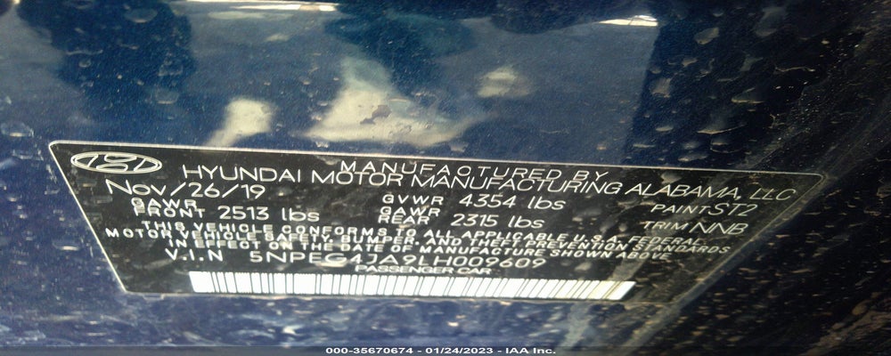 5NPEG4JA9LH009609 2020 HYUNDAI SONATA photo no. 9