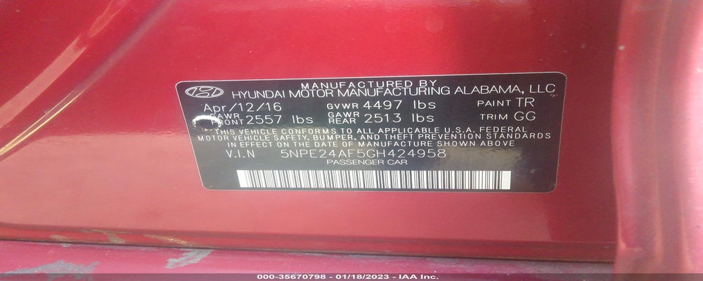 5NPE24AF5GH424958 2016 HYUNDAI SONATA photo no. 9