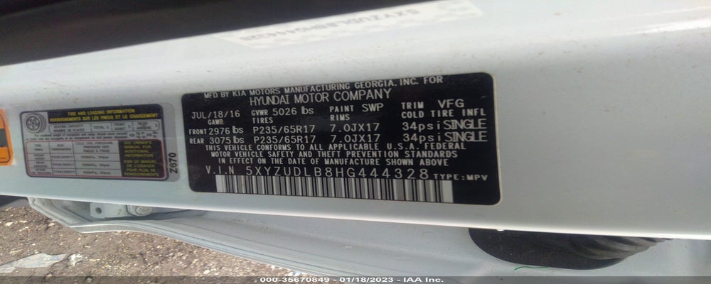5XYZUDLB8HG444328 2017 HYUNDAI SANTA FE SPORT photo no. 9